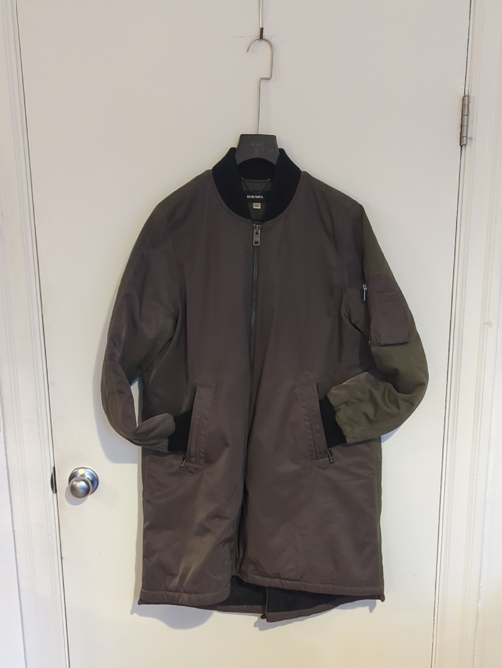 Diesel Olive Long Bomber Jacket